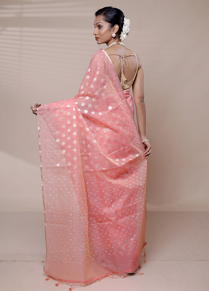 Pink Organza Saree With Blouse Piece