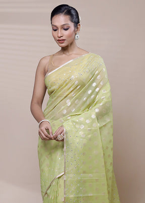 Green Organza Saree With Blouse Piece