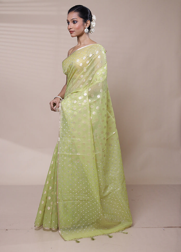 Green Organza Saree With Blouse Piece