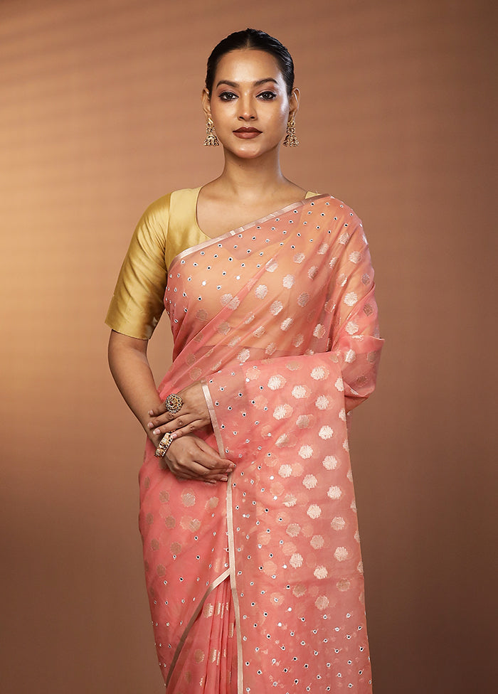 Pink Organza Saree With Blouse Piece