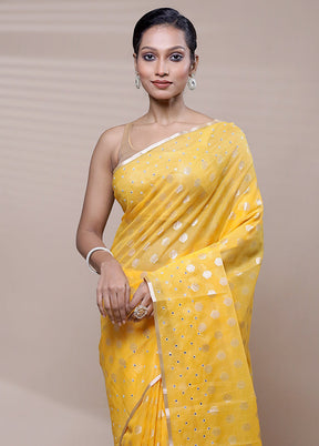 Yellow Organza Saree With Blouse Piece