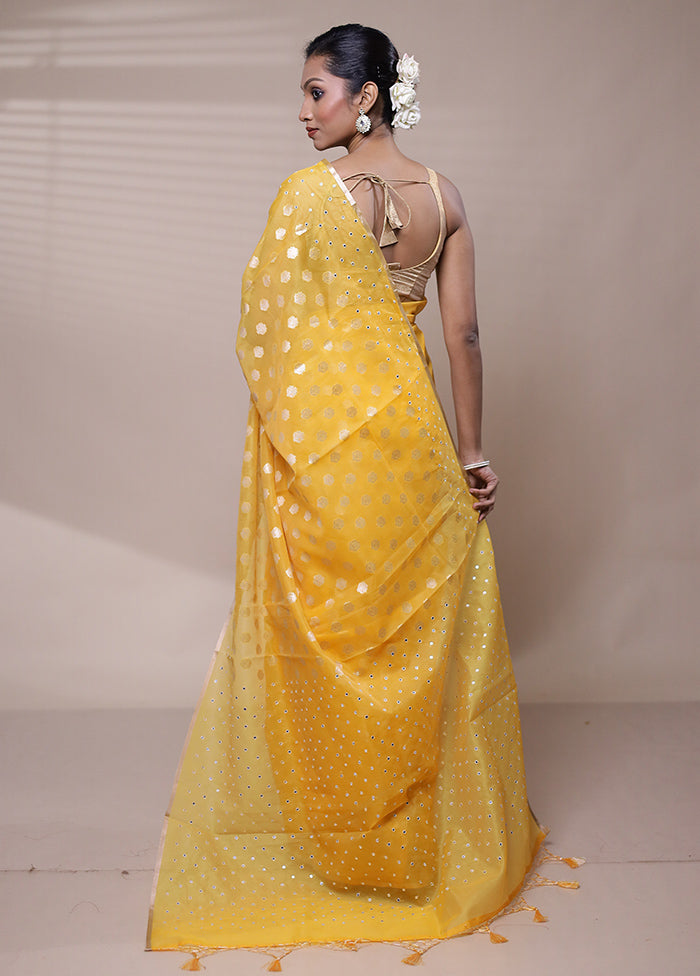 Yellow Organza Saree With Blouse Piece