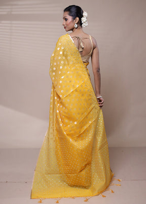 Yellow Organza Saree With Blouse Piece