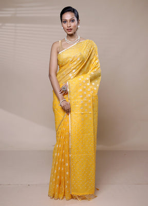 Yellow Organza Saree With Blouse Piece