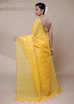 Yellow Organza Saree With Blouse Piece