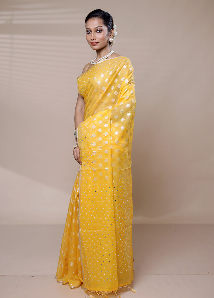 Yellow Organza Saree With Blouse Piece