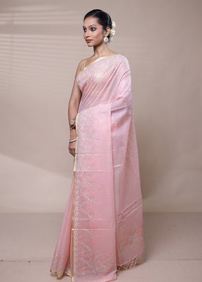 Pink Organza Saree With Blouse Piece