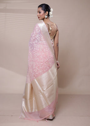 Pink Organza Saree With Blouse Piece