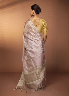 Pink Kora Silk Saree With Blouse Piece