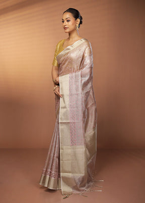 Pink Kora Silk Saree With Blouse Piece