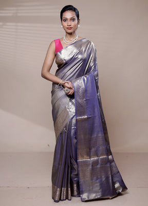 Purple Tissue Silk Saree With Blouse Piece