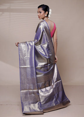 Purple Tissue Silk Saree With Blouse Piece