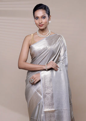 Grey Tissue Silk Saree With Blouse Piece