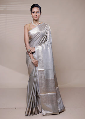 Grey Tissue Silk Saree With Blouse Piece