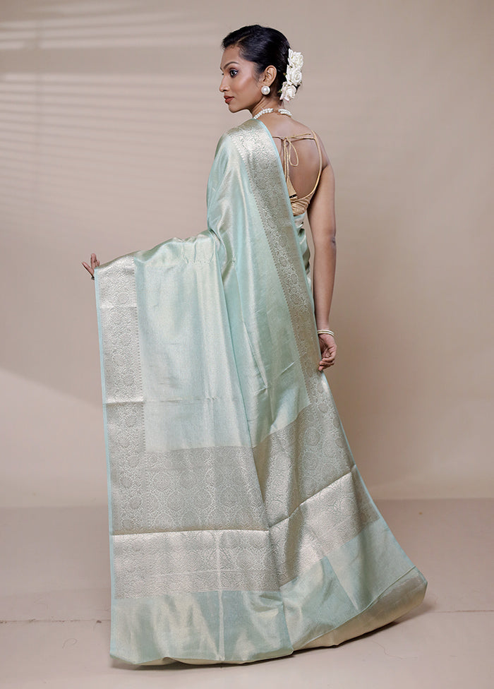 Green Tissue Silk Saree With Blouse Piece