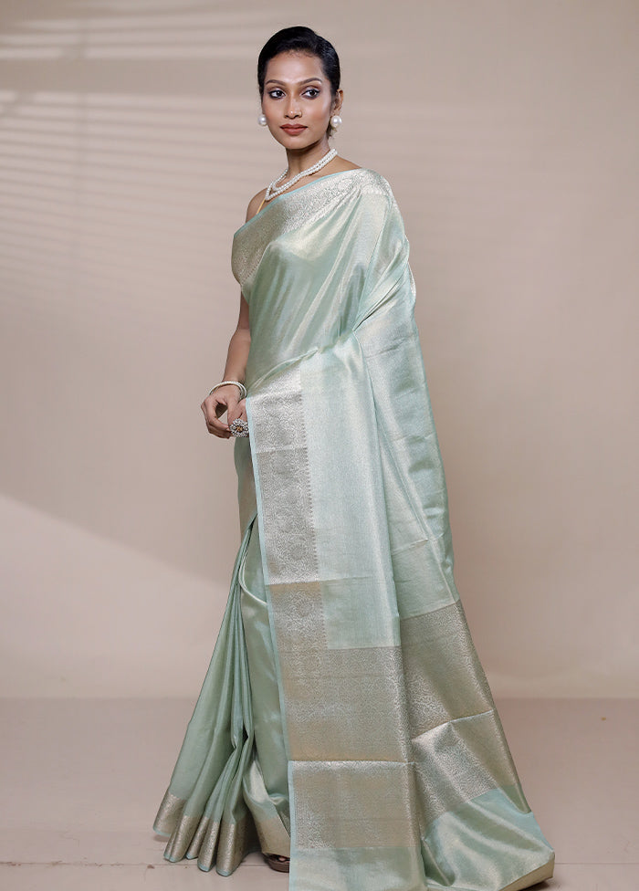 Green Tissue Silk Saree With Blouse Piece