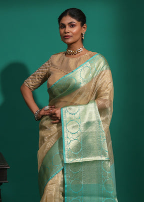 Cream Tissue Silk Saree With Blouse Piece