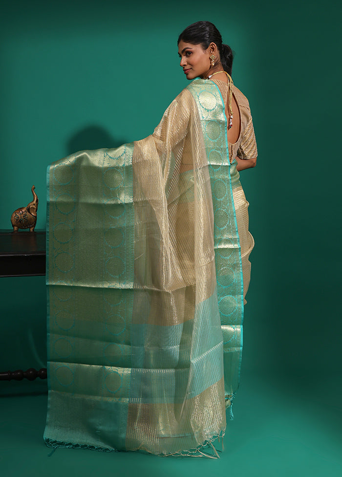 Cream Tissue Silk Saree With Blouse Piece