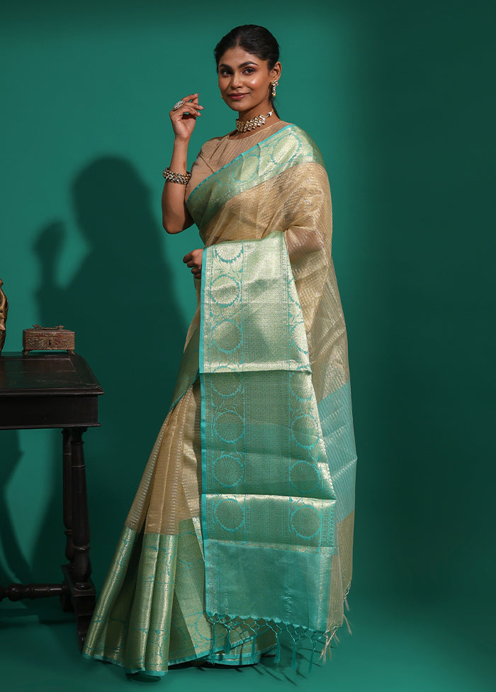 Cream Tissue Silk Saree With Blouse Piece