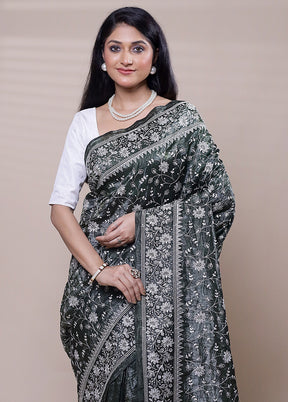 Black Tissue Silk Saree With Blouse Piece