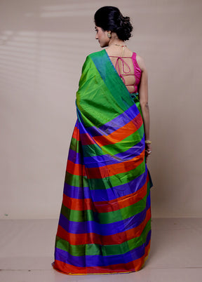 Green Printed Pure Silk Saree Without Blouse Piece