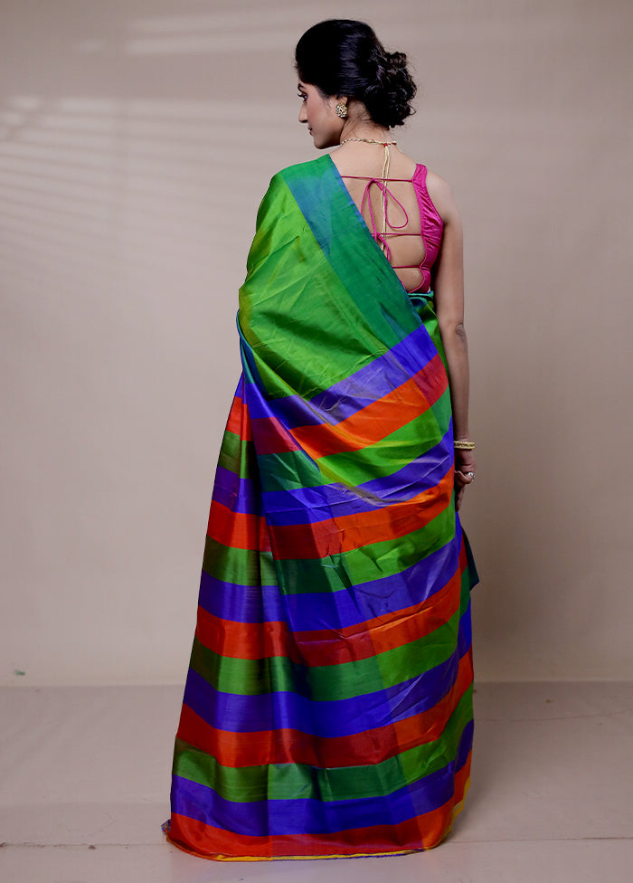 Green Printed Pure Silk Saree Without Blouse Piece