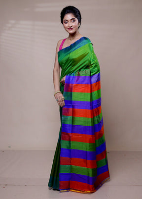 Green Printed Pure Silk Saree Without Blouse Piece