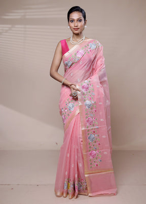 Pink Kota Cotton Saree With Blouse Piece