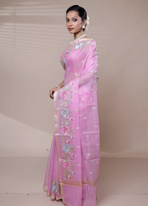 Pink Kota Cotton Saree With Blouse Piece