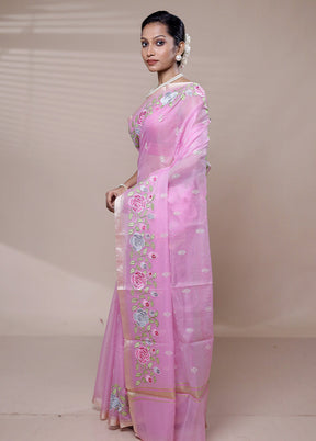 Pink Kota Cotton Saree With Blouse Piece