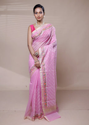 Pink Kota Cotton Saree With Blouse Piece