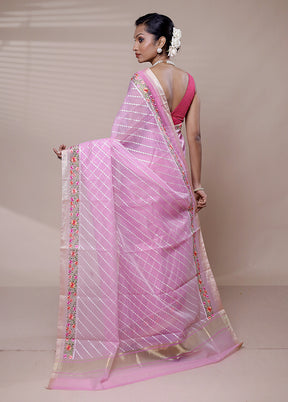 Pink Kota Cotton Saree With Blouse Piece