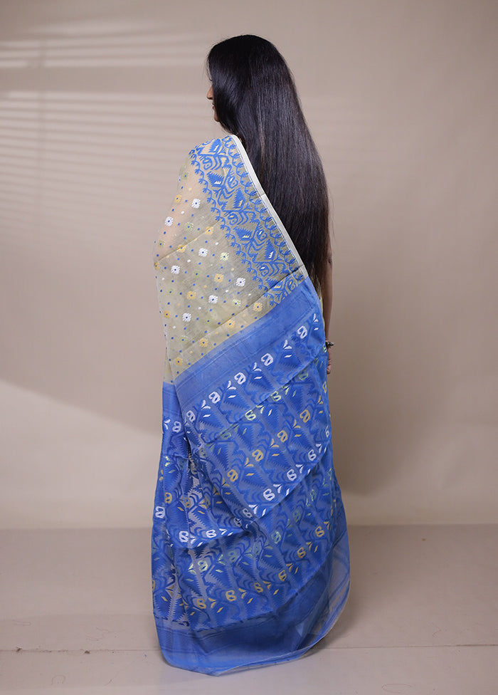 Grey Tant Jamdani Saree Without Blouse Piece