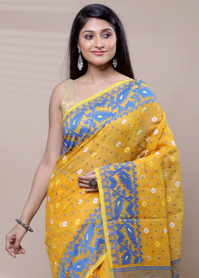 Yellow Tant Jamdani Saree Without Blouse Piece