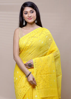 Yellow Tant Jamdani Saree Without Blouse Piece