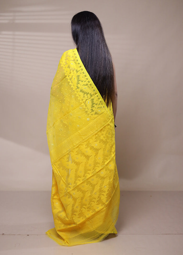 Yellow Tant Jamdani Saree Without Blouse Piece