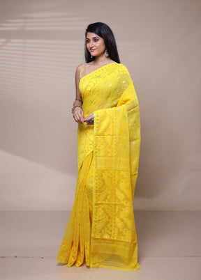 Yellow Tant Jamdani Saree Without Blouse Piece