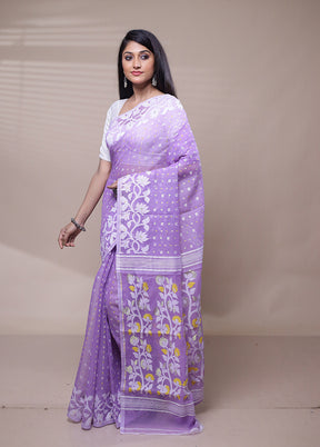 Purple Tant Jamdani Saree Without Blouse Piece