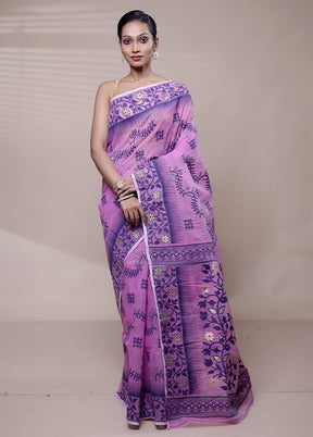 Pink Tant Jamdani Saree Without Blouse Piece