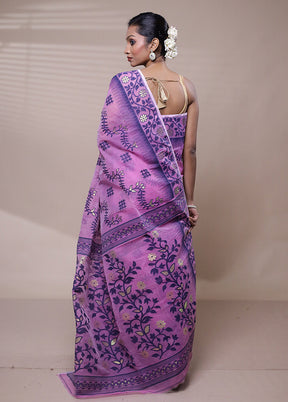 Pink Tant Jamdani Saree Without Blouse Piece