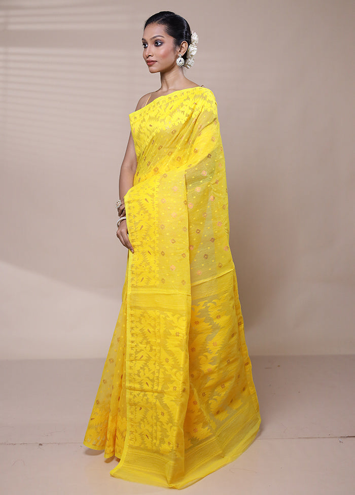 Yellow Tant Jamdani Saree Without Blouse Piece