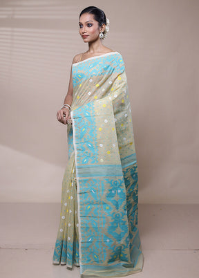 Grey Tant Jamdani Saree Without Blouse Piece