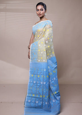 Grey Tant Jamdani Saree Without Blouse Piece