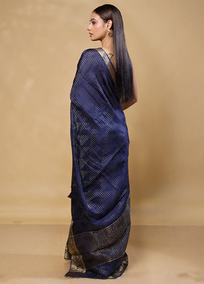 Blue Tussar Silk Saree With Blouse Piece