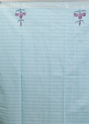 Blue Cotton Saree With Blouse Piece