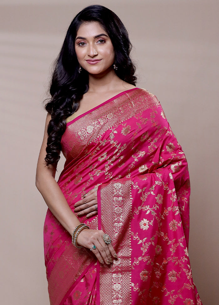 Pink Dupion Silk Saree With Blouse Piece