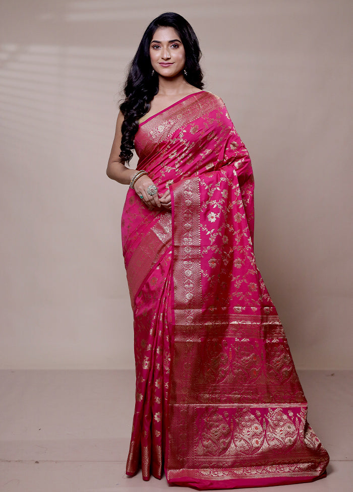 Pink Dupion Silk Saree With Blouse Piece