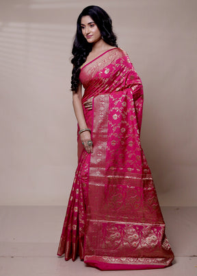 Pink Dupion Silk Saree With Blouse Piece