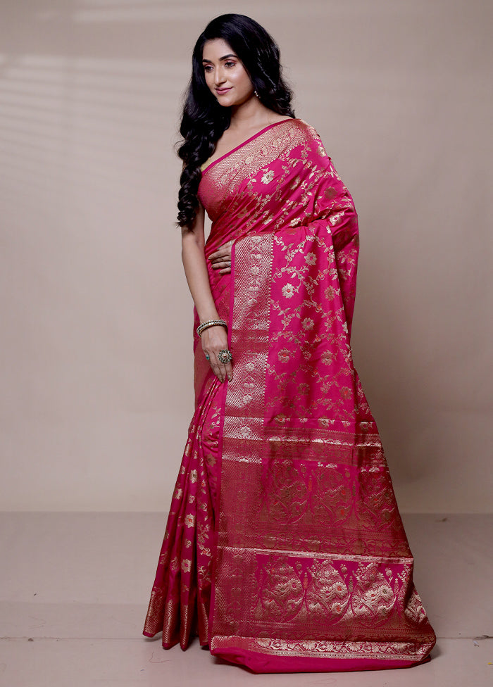 Pink Dupion Silk Saree With Blouse Piece