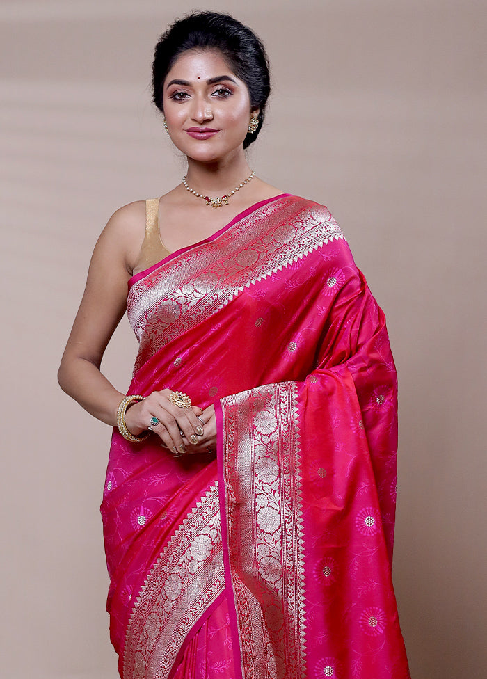 Pink Katan Silk Saree With Blouse Piece